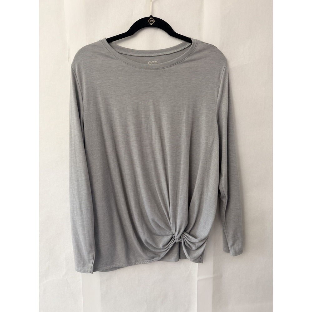 Ann Taylor Loft Asymmetrical Knot- Front Twist Women's Grey Top Size XL